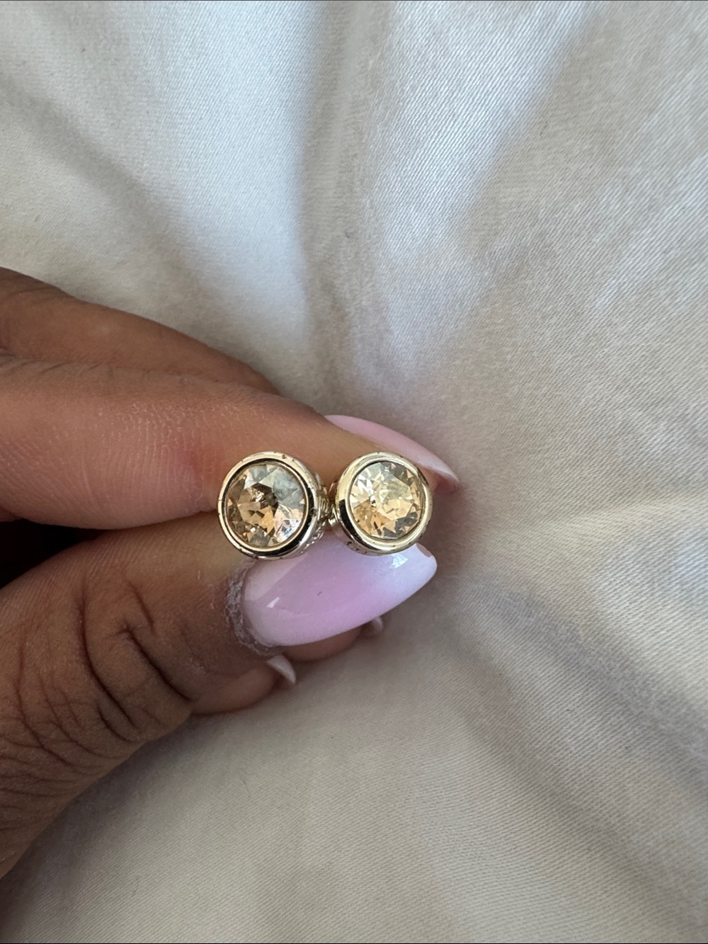 Karen Millen Gold-Tone Crystal Stud Earrings - Champagne